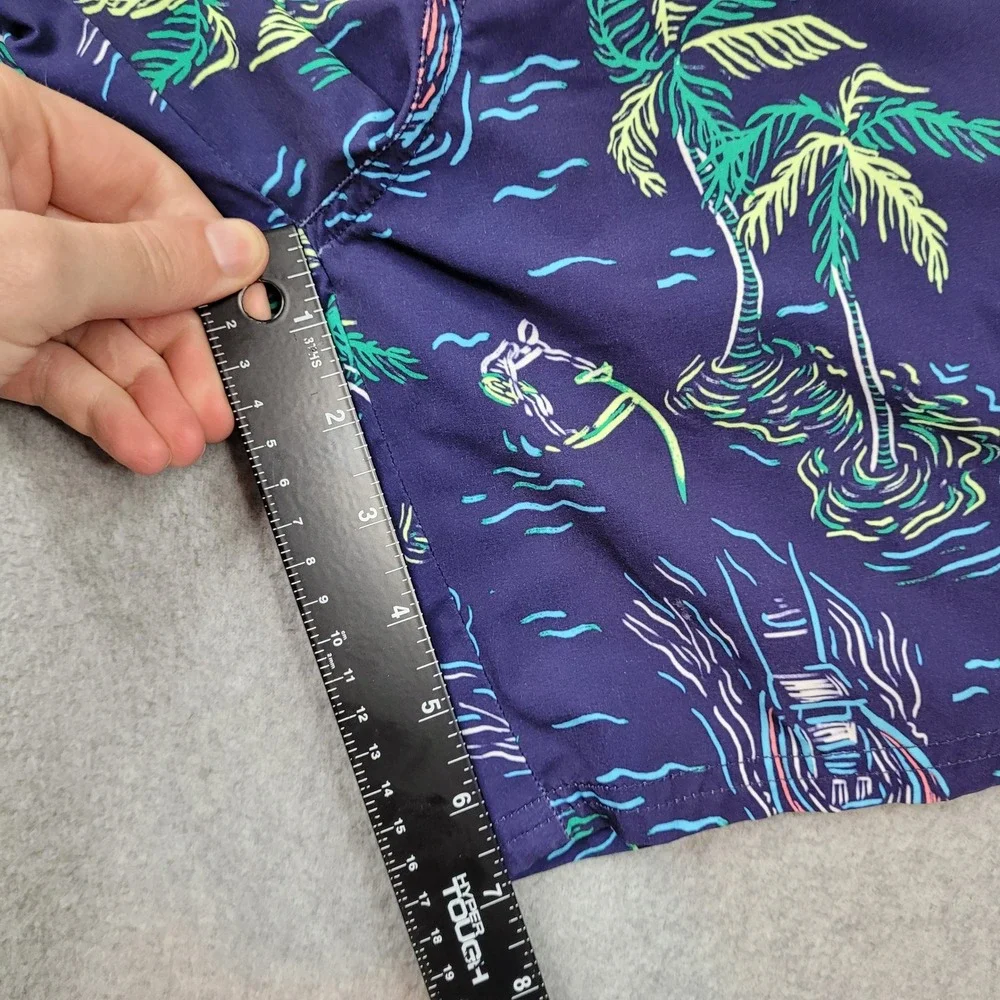 Vineyard Vines Swim Trunks Mens Medium Blue Palm Tree Boat Print Board Shorts